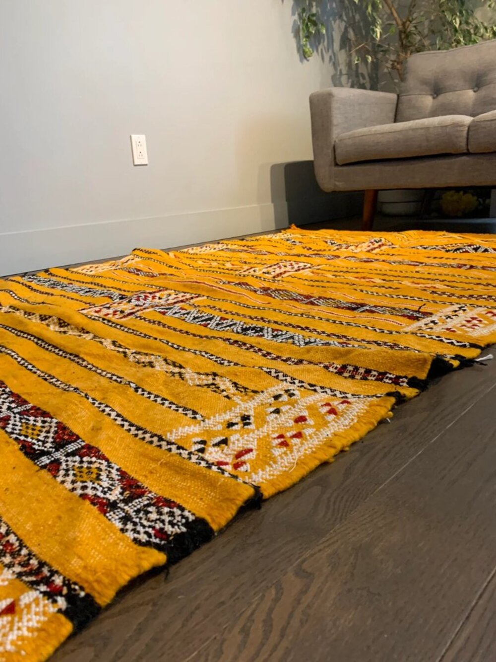 NEW handwoven Authentic Moroccan Rug Mustard, Yellow rug, Kilim Rug Moroccan